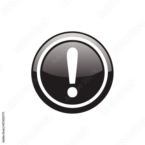 A reflective exclamation point icon against a dark background, showcasing a modern and clean design for alert messaging