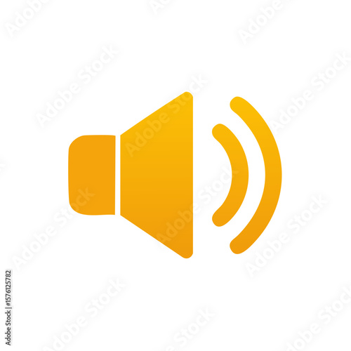 Yellow speaker icon displaying volume, broadcasting sound waves for media or apps