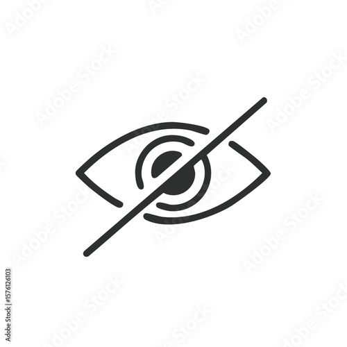 Restricted Vision Graphic Symbol Eye with Stroke No Look Privacy Black and White Minimalist Simple