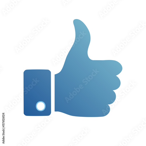 Blue Thumbs Up Symbol Giving Approval Icon Hand Gesture