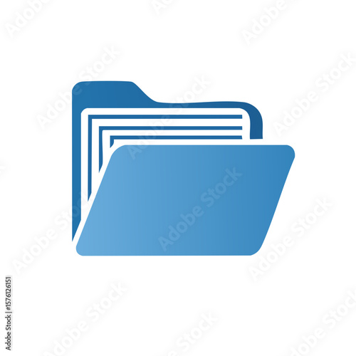 Digital file folder icon blue gradient documents archive storage organization