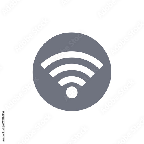 Wireless Communication Icon: Signals Emanating from Central Point in Circle, High-Speed Internet Symbol