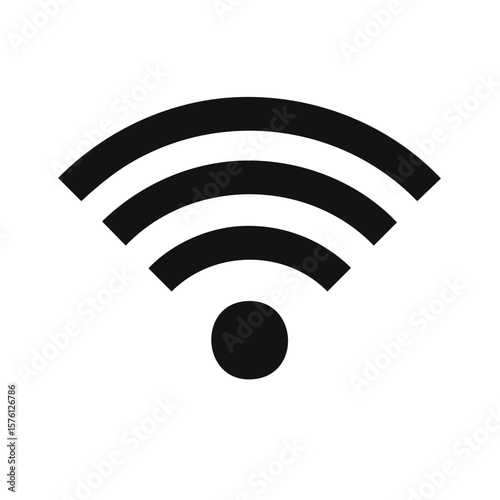Black Wireless Internet Connection Symbol Wi-Fi Network Icon and Signal Indicator