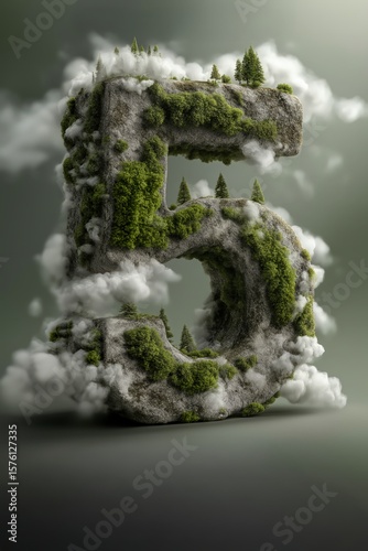 Lush forest landscape shape...