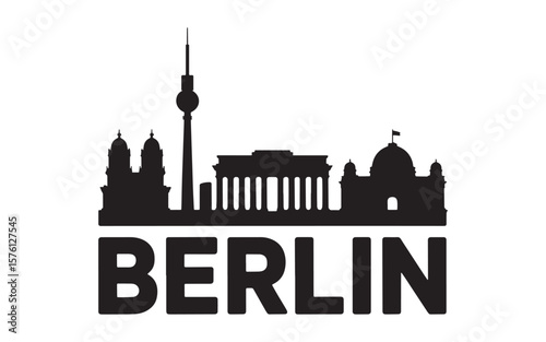 Monochromatic Berlin Skyline Silhouette A Captivating Emblem of German Heritage and Architectural Grandeur Symbolizing Culture and History