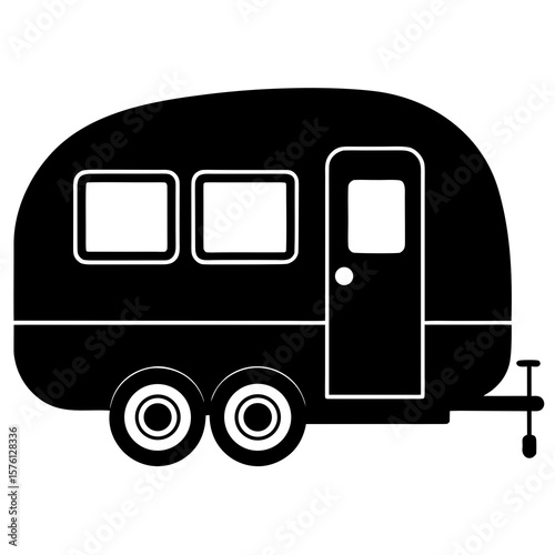 Vintage travel trailer silhouette caravan camper
