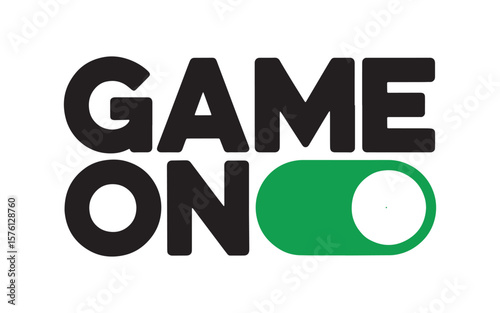 Game On Bold Typography with Green Switch Design Representing Activation and Engagement in Gaming Culture and Entertainment