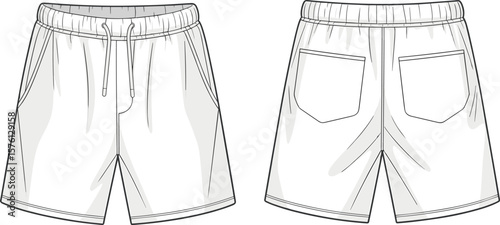 Stylish casual shorts with drawstring waist, front and back pockets, soft breathable fabric, modern design for summer fashion trends