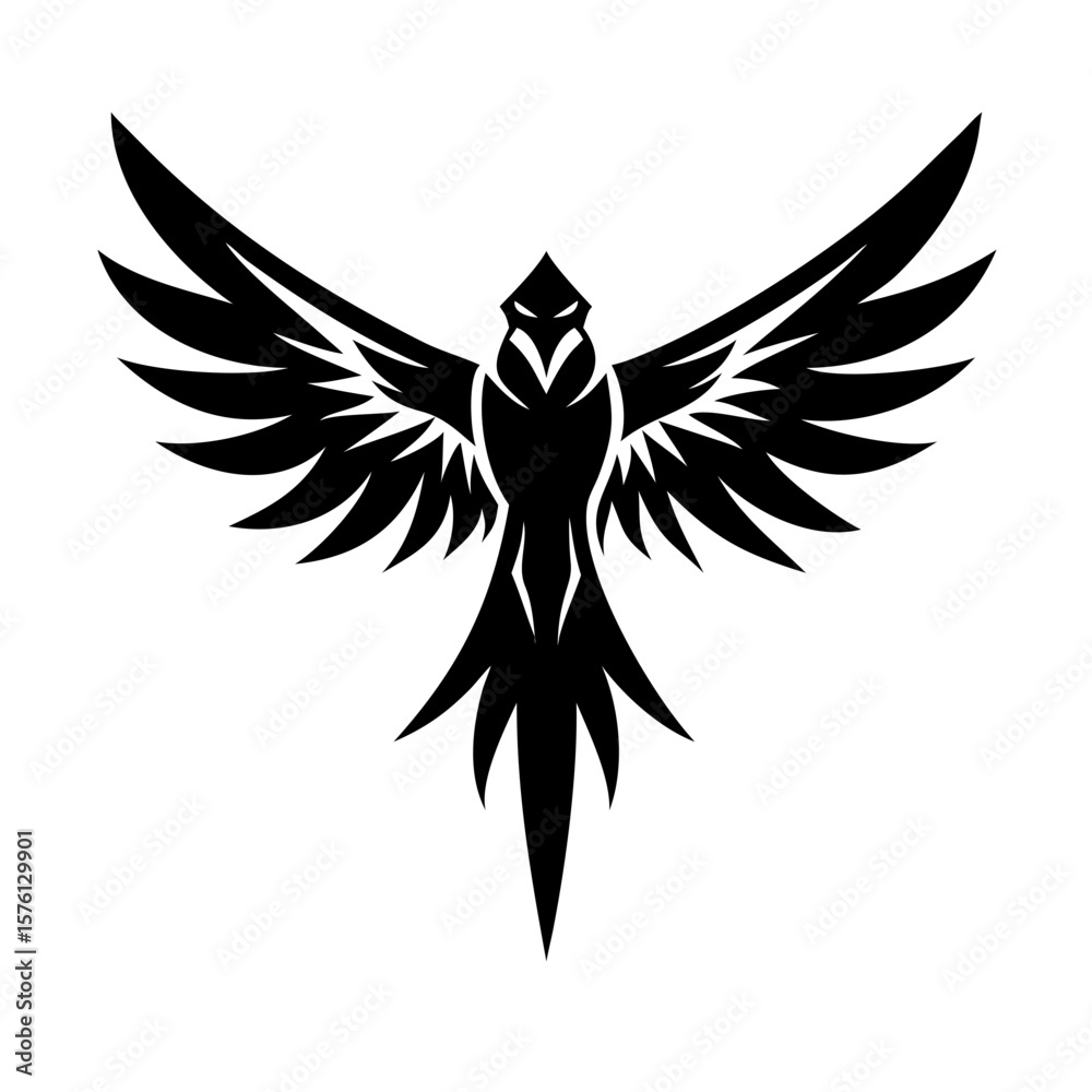 Obraz premium Stylized phoenix rising vector logo icon for brand identity and renewal