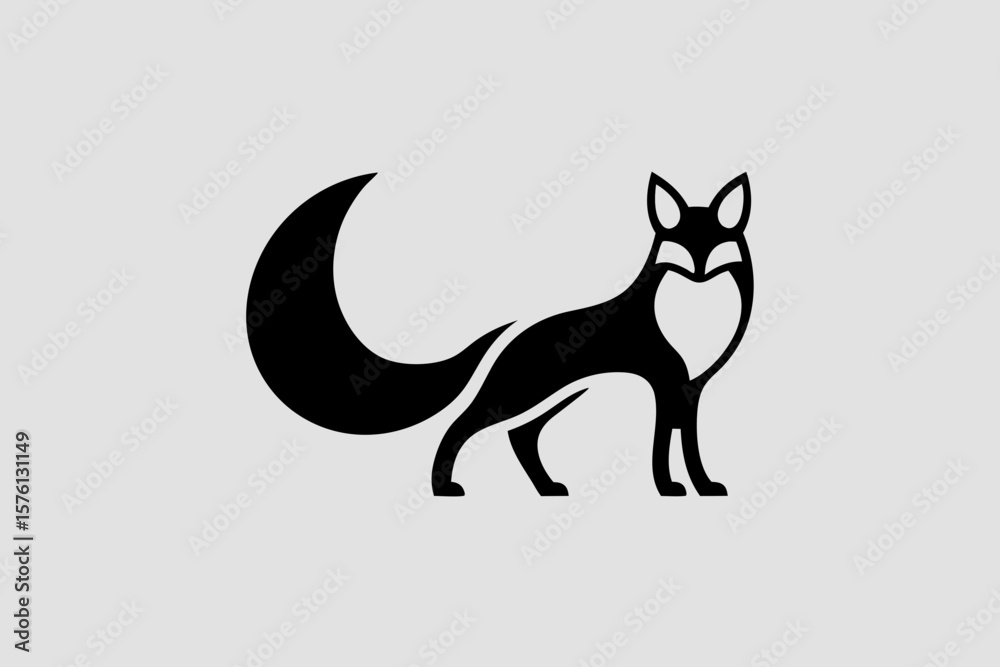 Fototapeta premium Stylized fox with paw print vector logo icon for wildlife brand identity