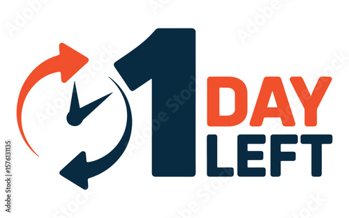Promotional Graphic with Clock and Number One Announcing a One Day Countdown Before Event
