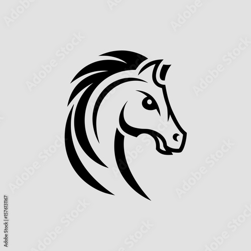Stylized horse head vector logo icon for equestrian branding and sports