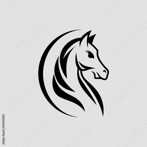 Stylized horse head vector logo icon for equestrian branding and sports