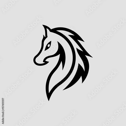 Stylized horse head vector logo icon for equestrian branding and sports
