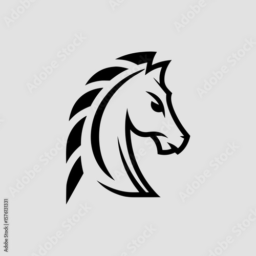 Stylized horse head vector logo icon for equestrian branding and sports