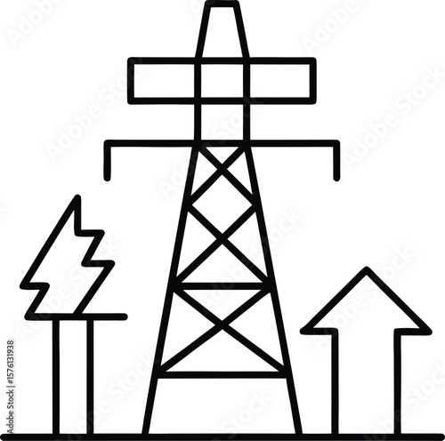 clean energy infrastructure icon vector line art on transparent background