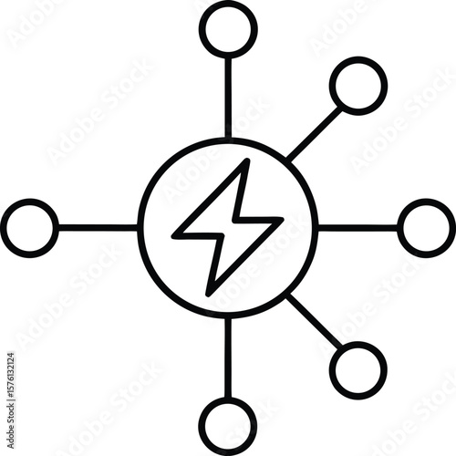 distributed energy resource icon vector line art on transparent background