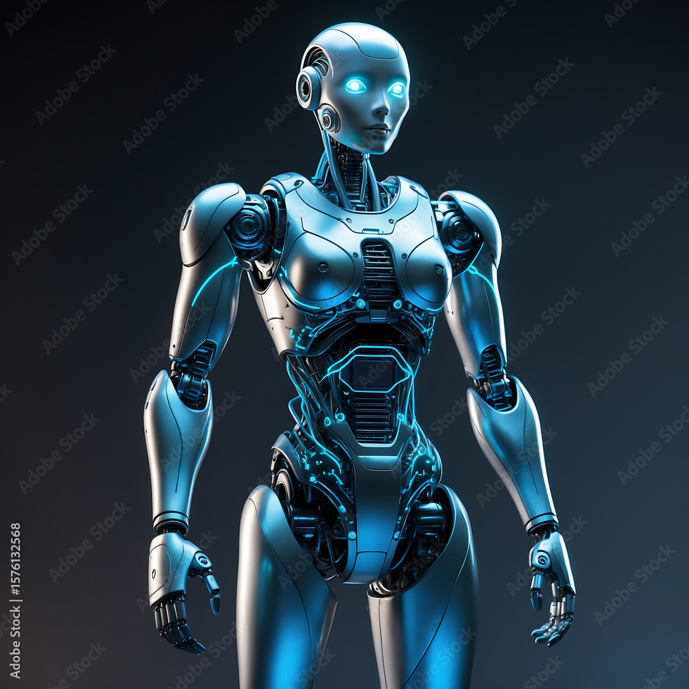 Fototapeta premium Robot Android Cyborg Futuristic Technology Standing