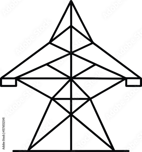 electric grid network icon vector line art on transparent background