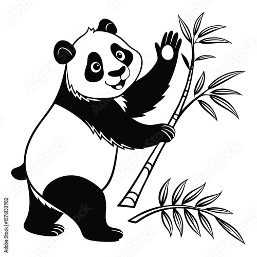 panda bear with bamboo