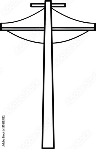 power line pole icon vector line art on transparent background