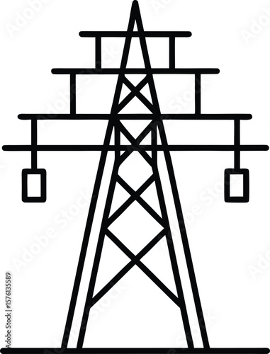 power substation icon vector line art on transparent background
