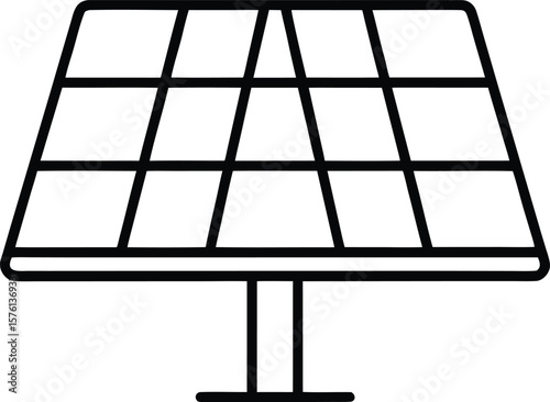 solar thermal panel icon vector line art on transparent background