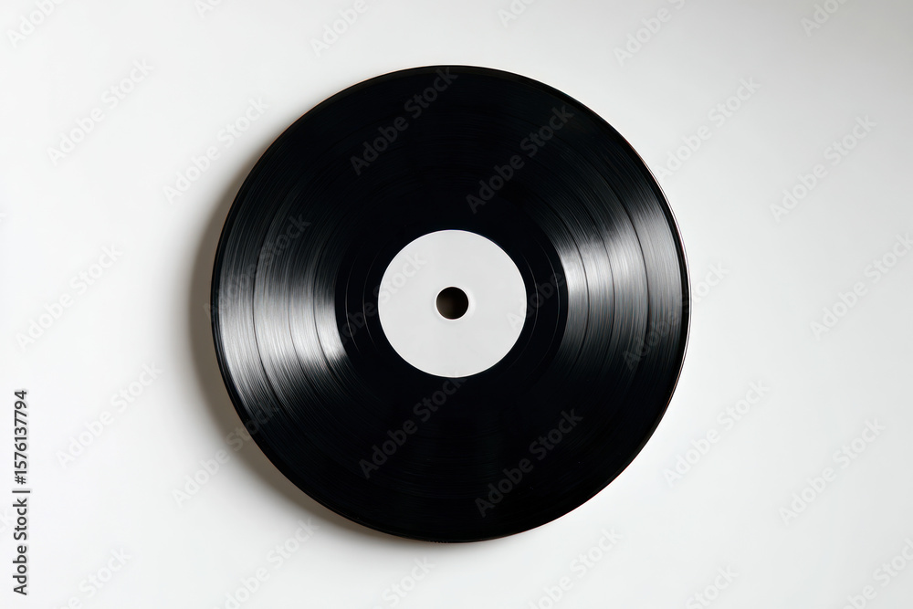 Obraz premium Black vinyl record on white background