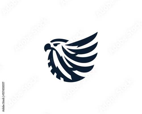 Striking eagle crest vector logo in modern abstract style