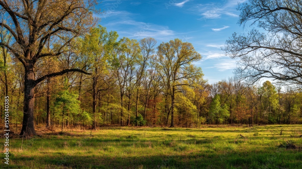 Fototapeta premium Serene Spring Forest Meadow Landscape