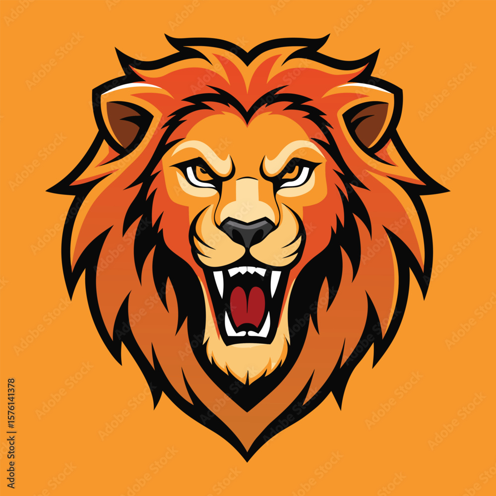 Fototapeta premium Angry Roaring Lion Head Vector Emblem