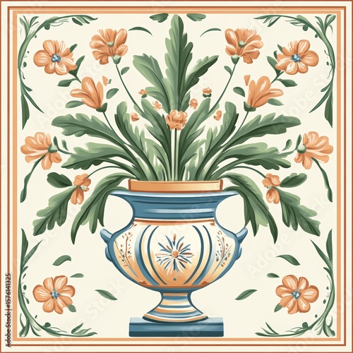 Floral Arrangement in Ornate Urn