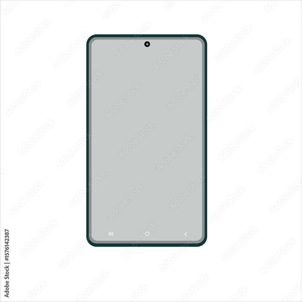 Mobile phone, blank gray screen, thin green border, for props, white background illustration vector Mobile phone, blank gray screen, thin green border, for props, white background illustration vector