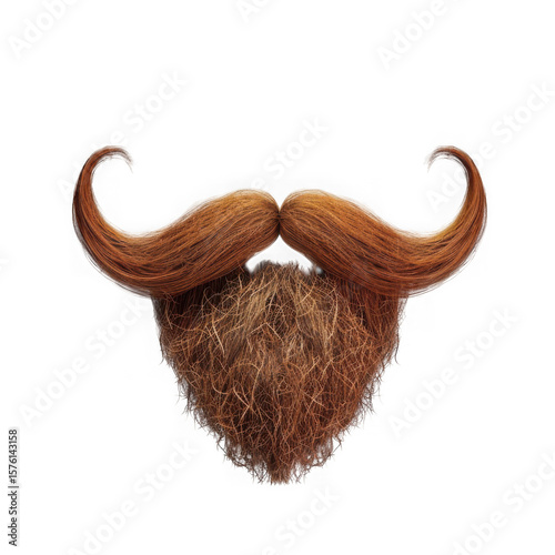  A long beard and mustache isolated on white and transparent background.