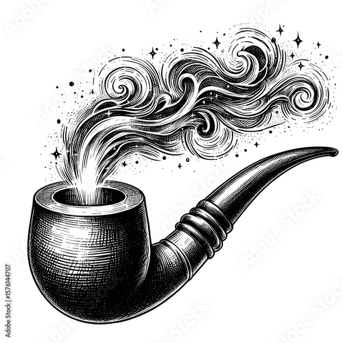 Magic  pipe in black-and-white style for illustrative purposes