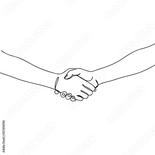 Line drawing of handshake symbolizing agreement and partnership  