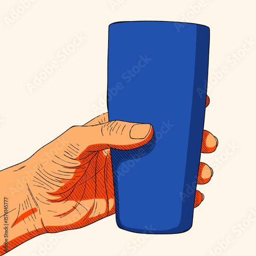 blue tambler in hand