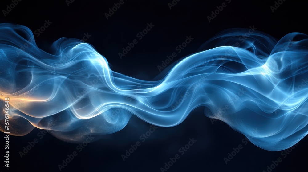 Fototapeta premium Abstract Blue Smoke Bands on Black