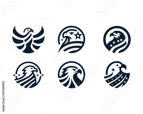 Patriotic eagle emblem set vector designs for american brands