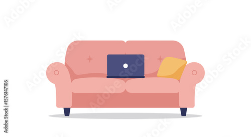 Home office setup on sofa
