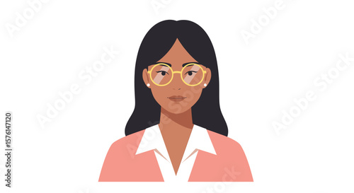 Minimalist businesswoman wearing glasses
