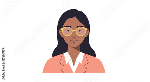 Glasses on female business character