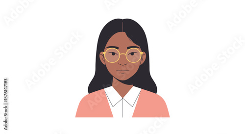 Vector portrait of Latina with glasses