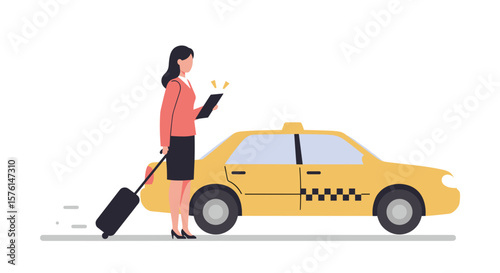 Businesswoman waiting for a taxi illustration