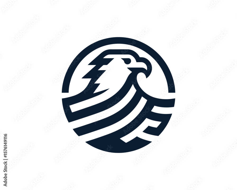 Fototapeta premium Abstract eagle head circle vector icon graphic