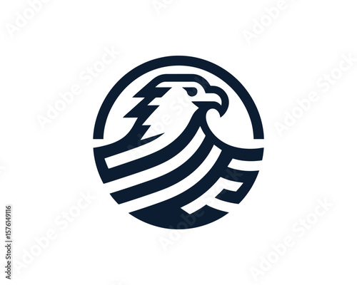 Abstract eagle head circle vector icon graphic