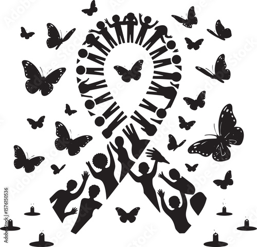  Butterfly Awareness Ribbon Symbol Hope & Support Design