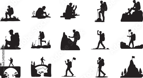 Diverse Group of People Silhouettes Activity Icons Set