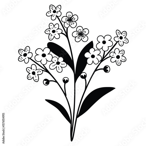 Tiny blue forget-me-not blossoms, forming a detailed cluster, symbolizing remembrance and delicate beauty.