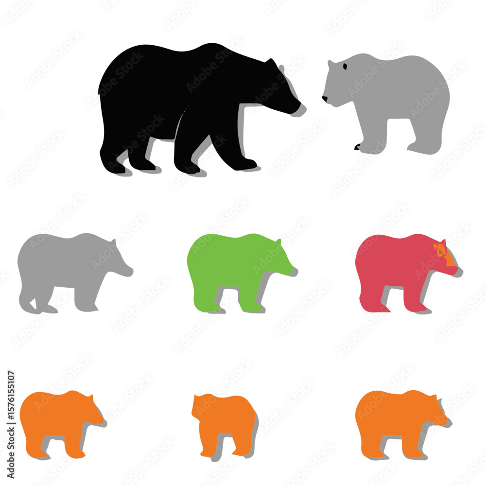 Fototapeta premium set of Bear silhouettes